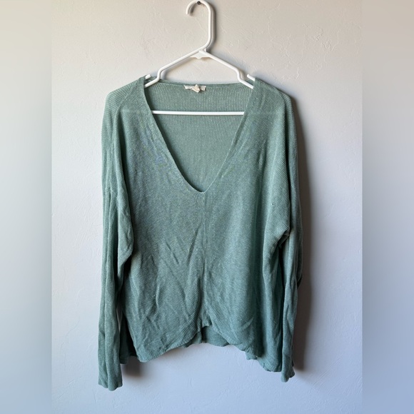 Eileen Fisher Sheer Soft Teal Knit Top - Picture 1 of 5